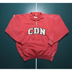 Vintage 80s CCM Team Canada Hockey Sweatshirt Mens XL 1/4 Zip Embroidered Rare